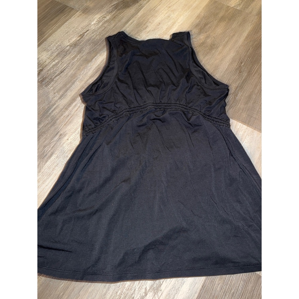 Athleta Black Sleeveless Empire Waist Cinched Tank Top Large L Yoga Travel - Picture 4 of 5